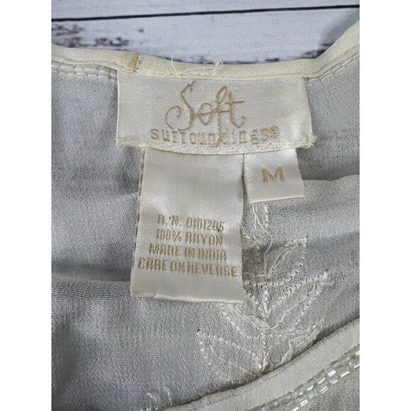 Vintage Soft Surroundings Sheer White Sequence Beaded Blouse M Whimsygoth Fairy - Picture 12 of 12
